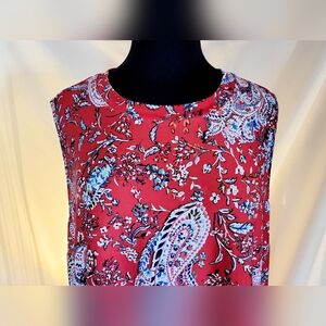 ❤️🤍💙Apt.9 Womens Red White Blue Paisley Sleeveless Stretch Swing Dress, Sz  2X